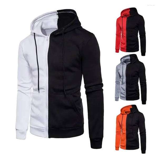 Herren Hoodies Jacke Mantel Stilvolle Patchwork Casual Sweatshirt Reißverschluss Langarm Männliche Kleidung