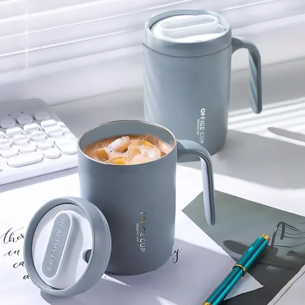 Wasserflaschen 1 stück grau kreative pp liner tragbare büro große kapazität abgedeckt trinkbecher milch kaffee geschenk für küche