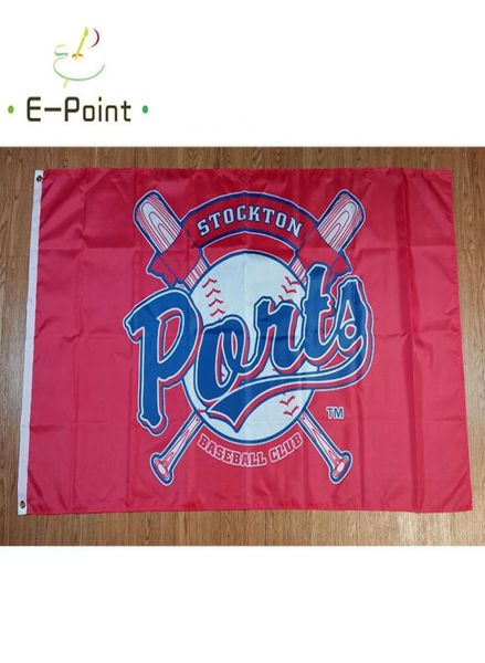 MiLB – drapeau des Ports de Stockton, bannière en Polyester, 35 pieds, 90cm, 150cm, décoration volante, maison, jardin, cadeaux festifs, 9151740