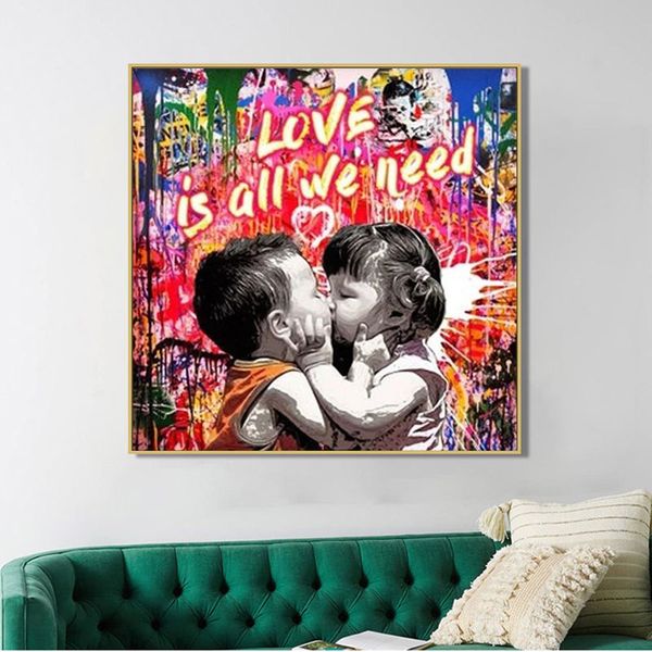 Leinwandbilder Graffiti Modern Love Pop Art Bitcoin Poster und Drucke Wall Street Art Bilder für Wohnzimmerdekoration Cuadros KEIN RAHMEN