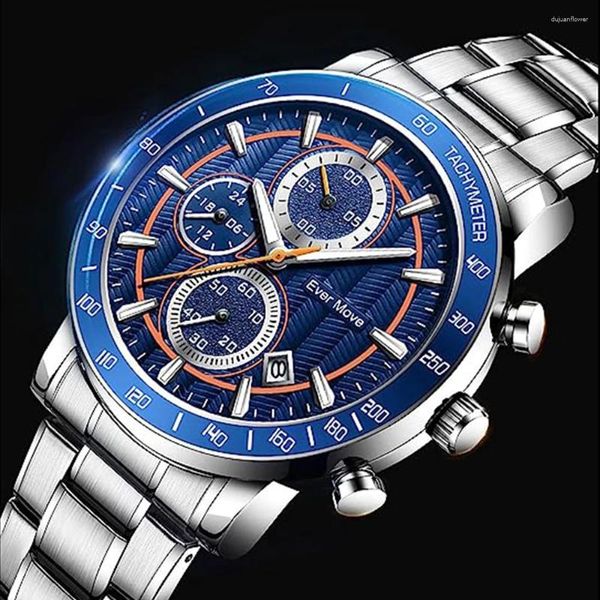 Armbanduhren Ever Move Mode Männer Edelstahl Uhr Luxus Kalender Leuchtende Quarz Handgelenk Business Wasserdichte Uhren Für Mann Geschenk