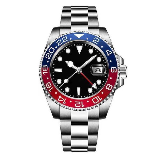 Rolaxs Mens Watch Relógios de alta qualidade Batman Gmt Pepsi Automático Mecânico Luxo Luminoso 40mm 904l Banda de Aço Inoxidável À Prova D 'Água Pulso Montre 3186 Movimento