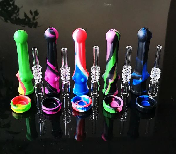 Silikon-Nektarsammler-Kits mit 14-mm-Verbindung, Quarz-Nagelöl, Wachsbehälter, Box, Silikon-NC-Kit, Öl-Dab-Rigs, Wasserpfeifen, LL