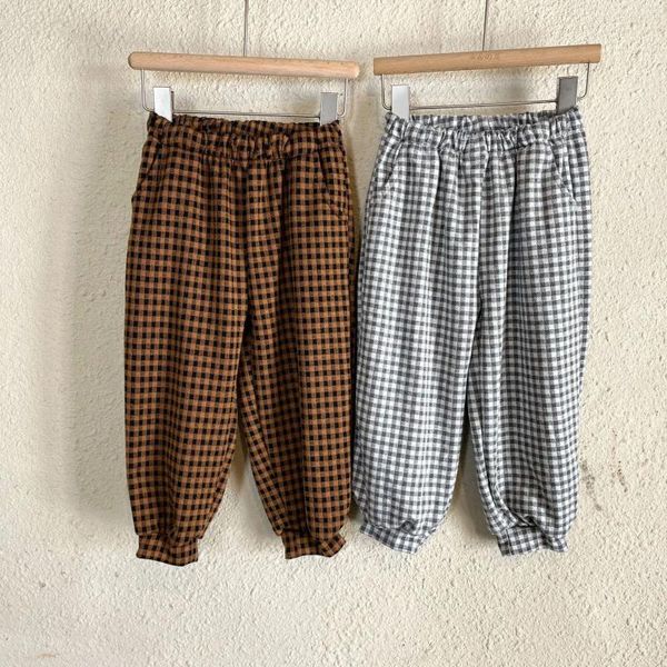 Pantaloni Autunno Ragazza Bambino Felpa casual Costume Ragazzo Bambini Plaid Pantaloni larghi retrò a matita Kid Comodo Tutto-fiammifero