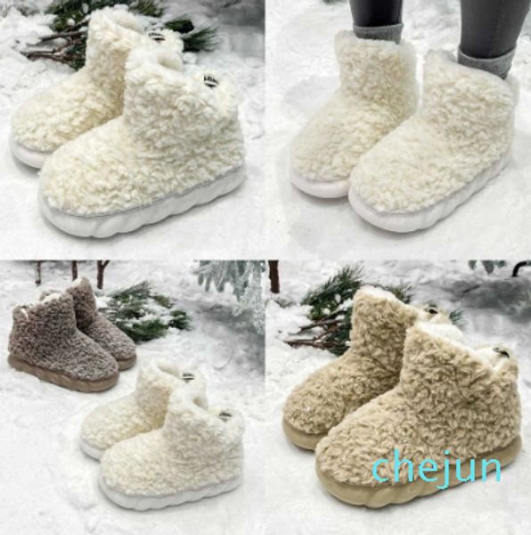 Stivali Pantofole in cotone avvolte con tacco per donne che indossano la neve all'aperto in inverno Isolamento peluche Uso domestico Antiscivolo Suola spessa semplice