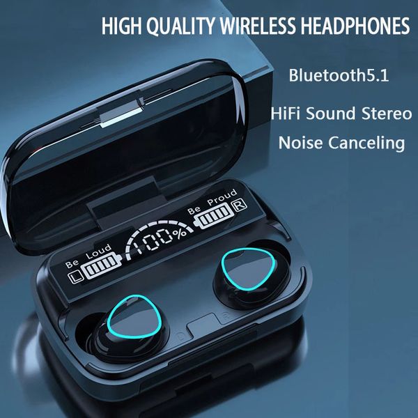 Auricolari del telefono cellulare M10 TWS Bluetooth v5.0 Aurnospino LED Visualizzazione a led con auricolari auricolari auricolari STROPHONE STROFONE STROPS SPORT