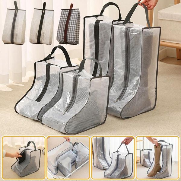 Sacos de armazenamento 1/3pcs Dustproof Sapatos Saco de Proteção À Prova D 'Água Bota com Zíper Bolsas de Sapato de Viagem Acessórios para Casa Suprimentos