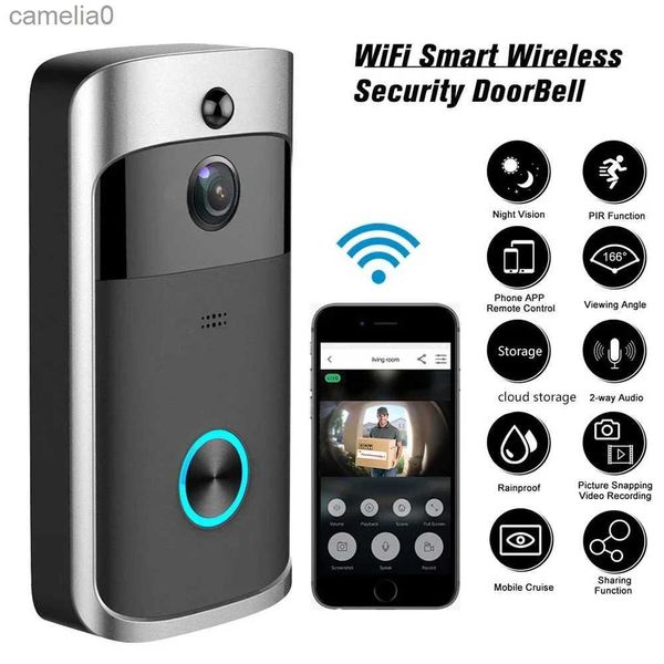 Campainhas de vídeo campainha câmera hd wifi campainha sem fio operado detector movimento áudio alto-falante visão noturna para ios androidl231121