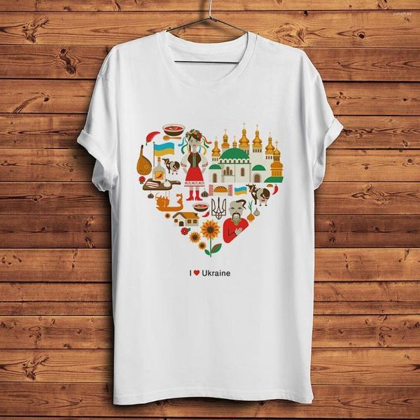 Herren T-Shirts Ukrainische Symbole T-Shirt Männer Frauen Sommer Weiß Kurzarm Unisex Casual Homme Cooles Ukraine Lustiges Shirt