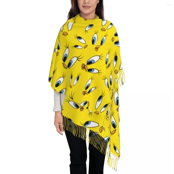 Lenços lenço feminino com borla Tweety-Yellow-Birds grande macio e quente xale envoltório diário desgaste pashmina