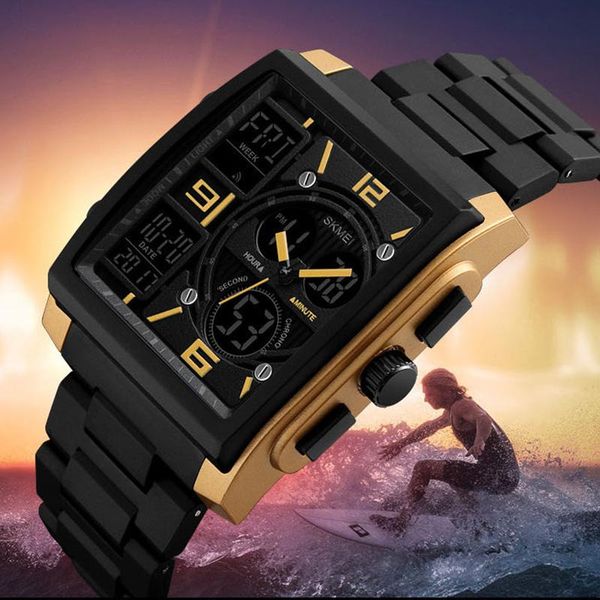 Armbanduhren 2023 Luxus Big Dail Digitaluhr für Mens G Outdoor Sports Handuhr wasserdichte elektronische Armbanduhr mit zwei Bewegungen