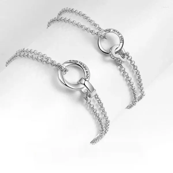 Link Armbänder NBNB Silber Farbe Doppel Ineinandergreifende Mobius Herz Armband Für Frauen Männer Mode Paar Armreif Schmuck Hochzeit Party Geschenk