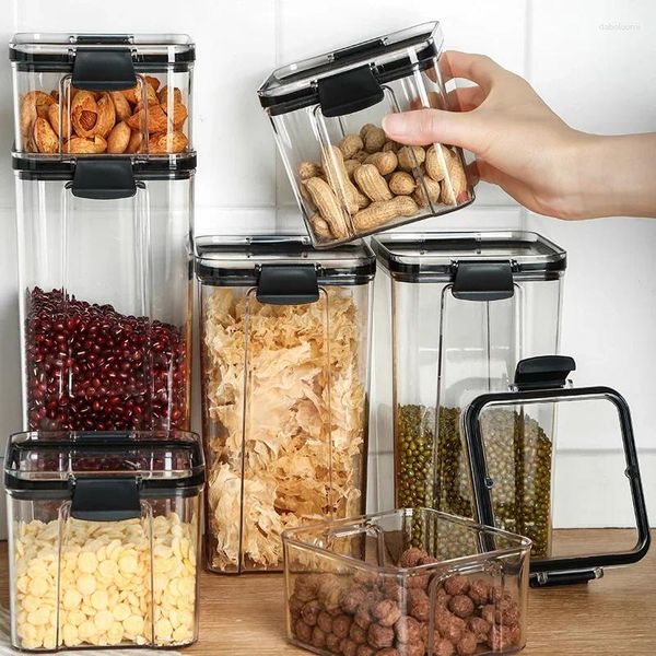 Garrafas de armazenamento recipientes de cozinha caixa de tempero organizador frasco de preservação de alimentos para frascos de plástico a granel com caixas de tampa especiarias