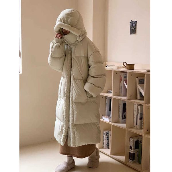 Piumino da donna New Cowhorn Bag Down Cappotto da donna lungo al ginocchio sopra cappotto spesso da donna ispessito in piumino d'anatra bianco standard nazionale