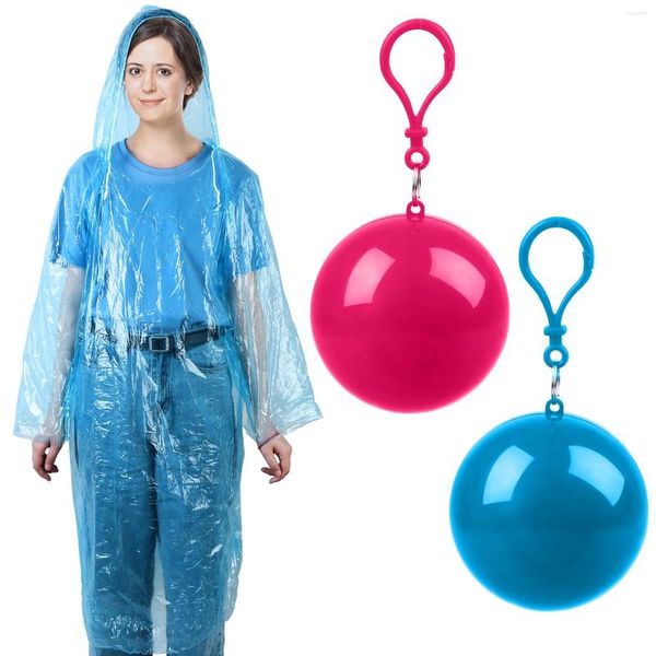 Impermeabili 2 pezzi Poncho monouso impermeabile portatile Portachiavi con mantello a sfera unisex