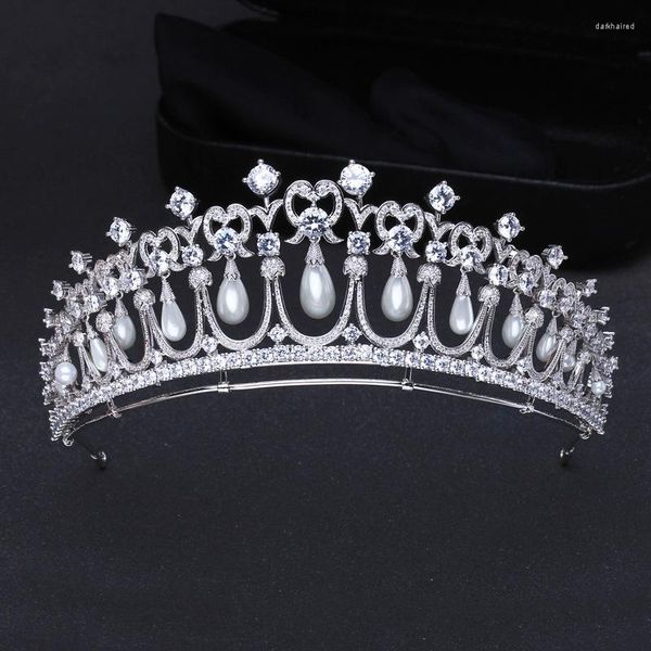 Haarspangen Krone Zubehör Braut Hochzeit Zirkon Perle Tränen Kopfschmuck Klassischer Retro Schmuck High-End Bar Mizwa Hairwear