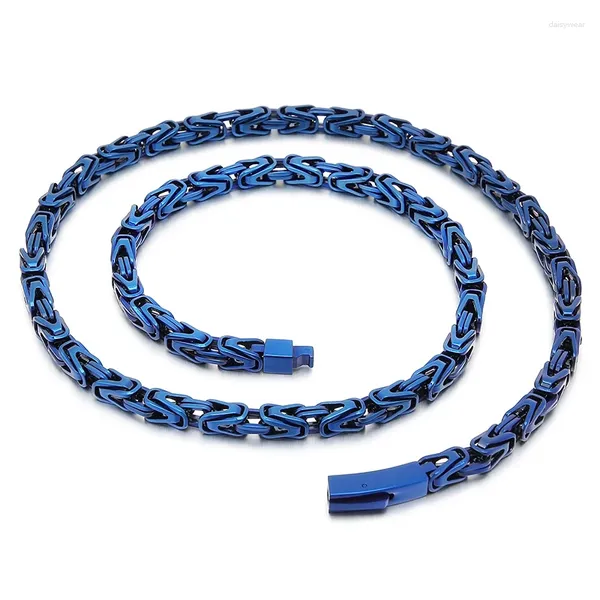 Anhänger Halsketten Rock Hip Hop Blue Emperor Byzantinische Kette Mode Persönlichkeit Edelstahl V-förmige gewebte Halskette für Herren 6mm