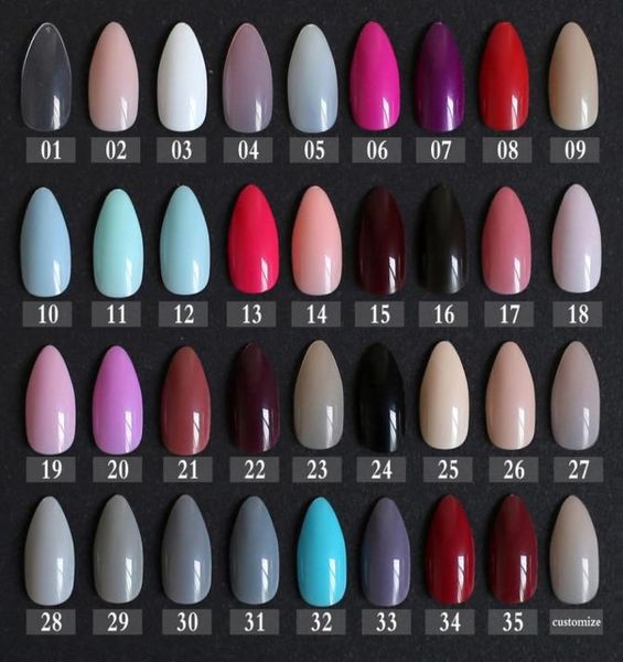 Neue falsche kurze Rose, spitz, zartes Rosa, Nude, Rot, Braun, Blau, künstliche Stiletto-Nägel, vollständige Abdeckung, reine Farbe, Bonbon-Lila, Khaki, Weiß2283120