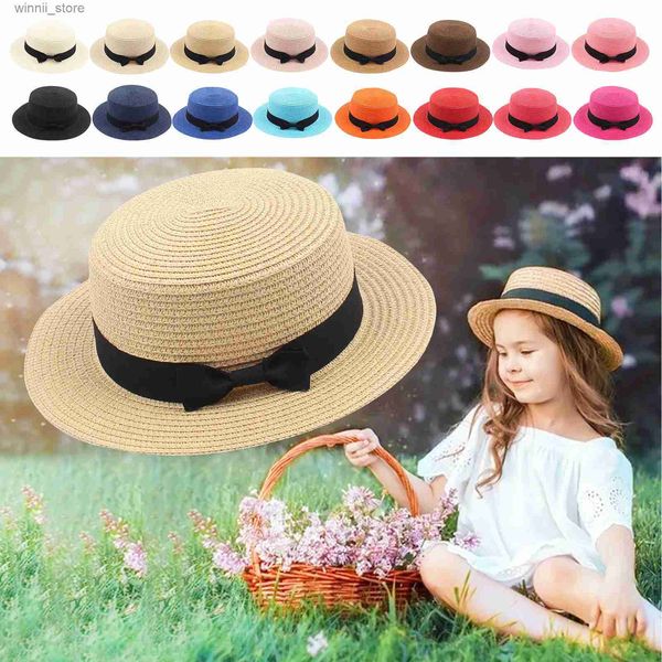 Cappelli a tesa larga Cappelli a secchiello per ragazze dolci Cappello con fiocco per bambini Bombetta da spiaggia Cappelli da sole Proteggi berretti Cofano Puntelli per fotografia per bambini Accessori estivi per bambini L5L231120