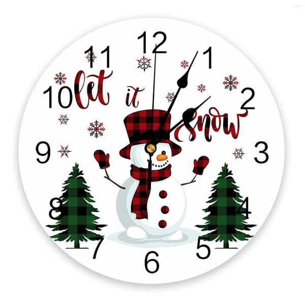 Настенные часы снежинка снегослови снеговины рождественская елочная клетчатая часы современный дизайн