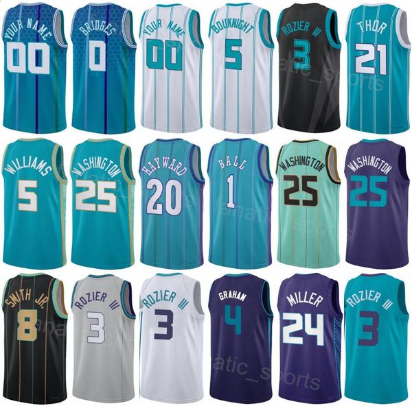 Print Basketball Herren Jugend Gordon Hayward Trikot 20 City Mark Williams 5 Brandon Miller 24 LaMelo Ball 1 Terry Rozier 3 Teamerklärung für Sportfans Gute Qualität