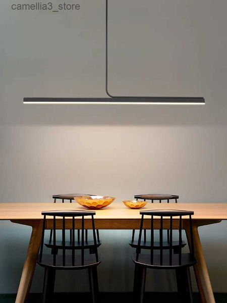 Luzes de teto Lustre de sala de jantar simples linhas minimalistas modernas Nordic mesa de jantar luz criativa balcão de bar lustre de teto de luxo Q231120
