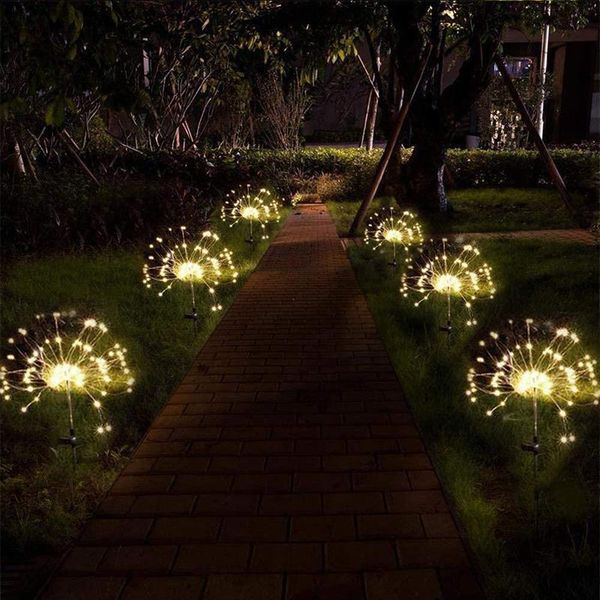 Lampade da giardino Fuochi d'artificio solari creativi Luci di paesaggio a LED impermeabili per la decorazione del cortile del giardino MJJ88