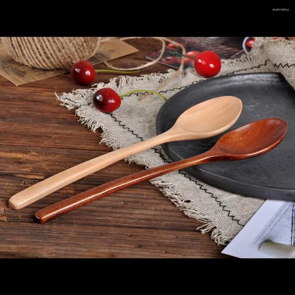 Cucharas Cuchara de madera Sopa Tenedor Bambú Cocina Utensilios de cocina Herramientas Cucharadita Vajilla Productos para el hogar y utensilios