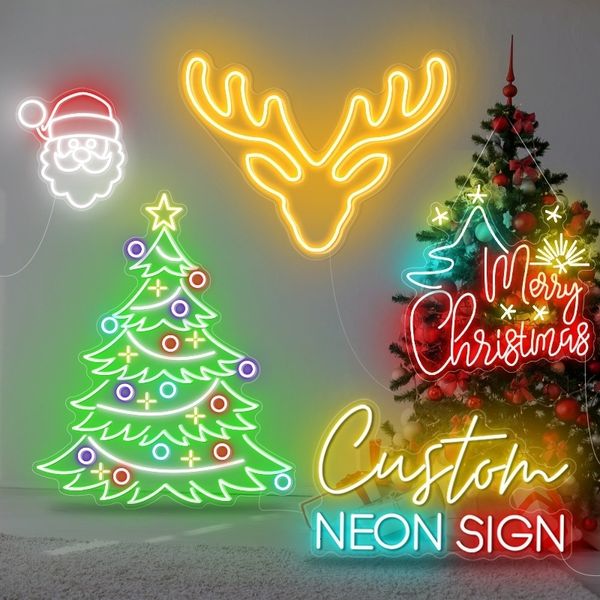 Oggetti decorativi Figurine Decorazione atmosfera neon Buon Natale Segno di attività 231118