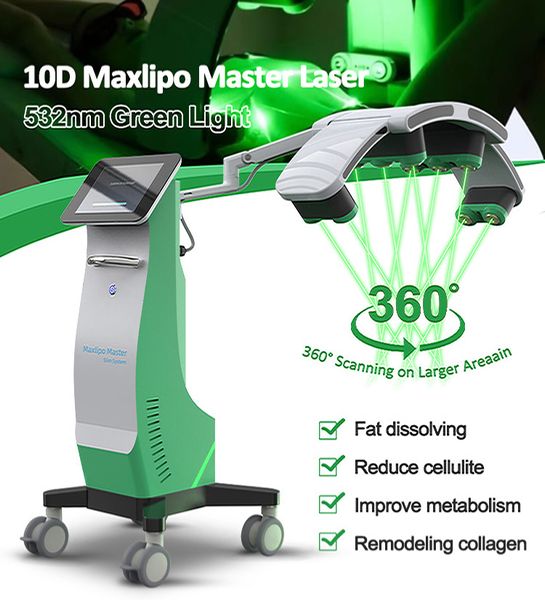 10D Lipolaser maxlipo Master Schlankheitsmaschine Wellenlänge 532nm 360-Grad-Scanning-Laser für den Körper, der den Fettabbau ohne Ausfallzeiten abnimmt KEINE Risiko-Lllt-Lasertherapie