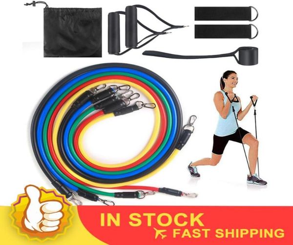 11PCS Fasce di resistenza Elastica Pull Rope String Esercizi di fitness Elastique Musculation Excerciser Gym Training Workout Yoga1265626