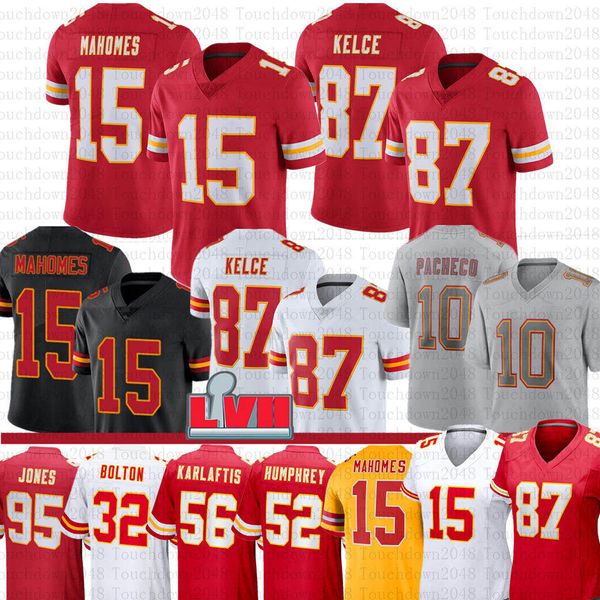 15 Patrick Mahomes 87 Travis Kelce Futbol Forması Isaah Pacheco Nick Bolton Chris Jones Kadarius Toney Creed Humphrey Butker Erkek Kadın Gençlik