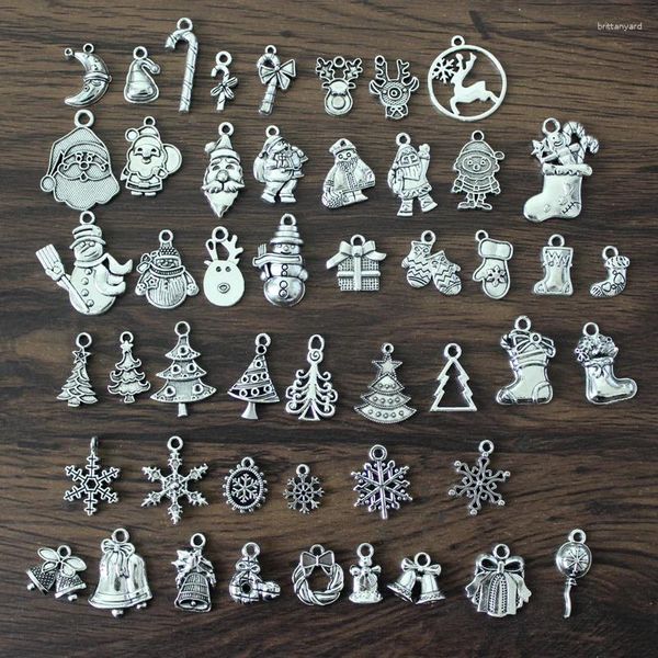 Charms, 49 Stück, gemischter Stil, Weihnachtsserie, Legierung, kleiner Anhänger, Weihnachten, Frauen, Geschenke, DIY, handgefertigter Schmuck, der gefunden wird