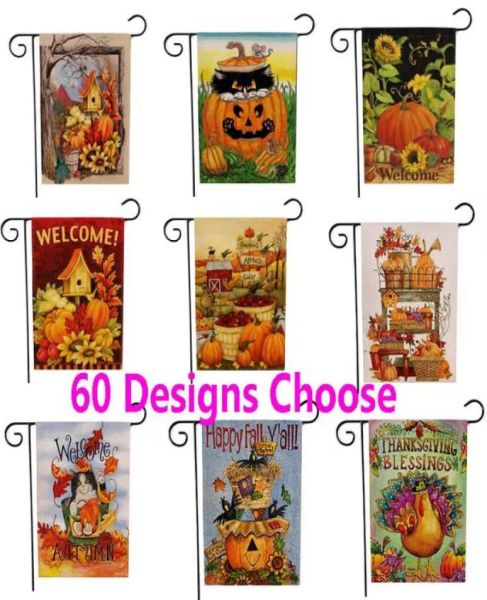 UPS New Thanksgiving Deorations Garden Flag Halloween Double Print Pumpkin Hanging Banner Flags Home Party Decoration Welcome