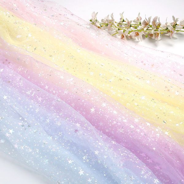 Stoff 50cm160cm Glitter Star Druck Tüll Stoff für Mädchen Sommerkleid Prinzessin Kleid Handarbeit DIY Kleidung Dekorationsstoff 230419