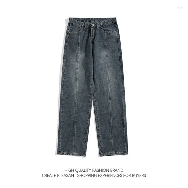 Calças de brim masculinas 2023ss escuro casual high street gótico primavera outono punk vintage denim calças americana retro reta lã calças