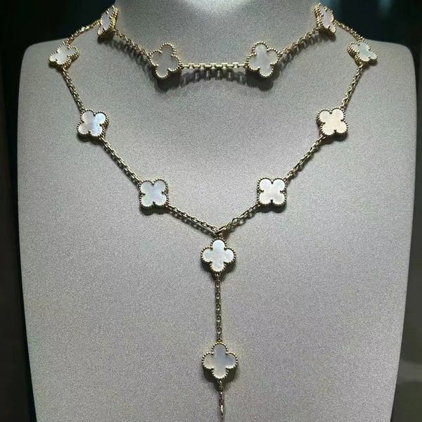 Collana di marca di moda 4/quattro trifoglio Collana di agata di lusso con ciondolo di diamanti Collana da donna Collana VansCleef Collana di gioielli in oro 18 carati di alta qualità