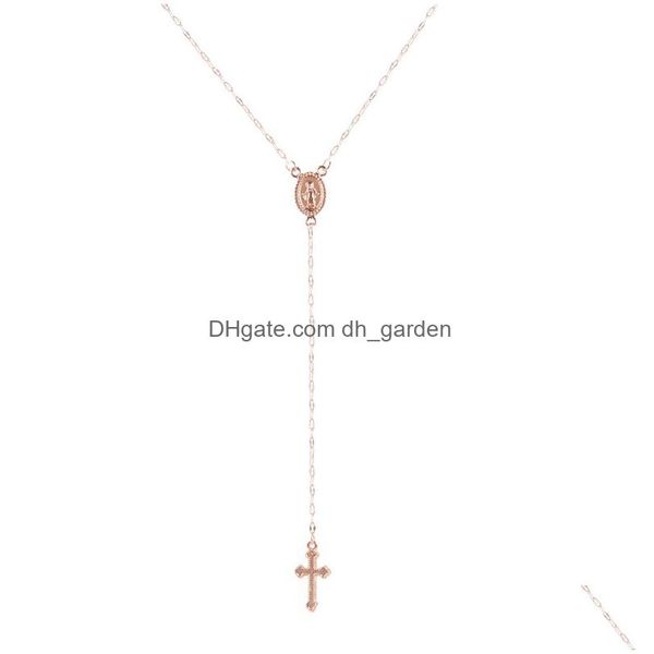 Colares de pingente nova moda vintage cruz cristã colares bohemia relius rosário pingente colar para mulheres charme jóia dhgarden ot54k