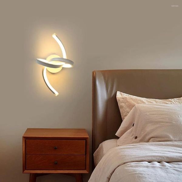 Lâmpada de parede LED moderno LED de personalidade Design de onda acrílico Flor branco Light Spiral para sala de estar do quarto