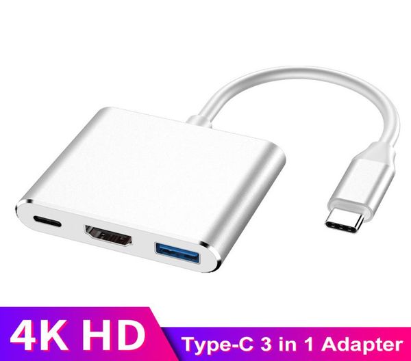 3 в 1 Тип C к HDMI-совместимым разъемам USB 30 Адаптер для зарядки USBC 31 Концентратор для Mac Air Pro Huawei Mate10 Samsung S8 Plus S3627201