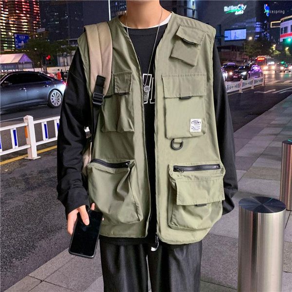 Giacche da caccia Colore verde militare / nero Gilet da lavoro da uomo alla moda Gilet multitasche casual da esterno Escursionismo Campeggio Colete