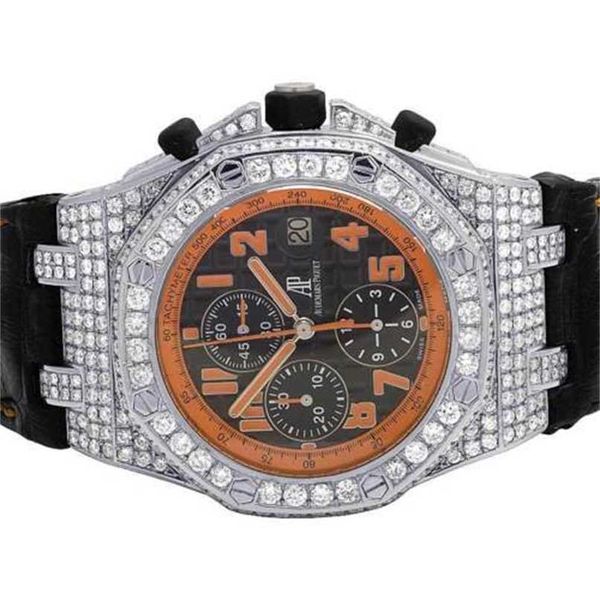 Orologio Audemar Pigue Movimento meccanico automatico Orologio da polso da uomo 42 mm Epic Volcano Diamond (12,5 CT) WN-MY6Q