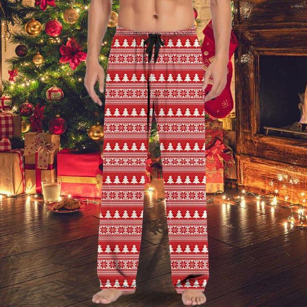 Herrenhose, Weihnachten, Herren, Weihnachten, Retro-Streifen, hohe Taille, bedruckt, Pyjama, Kordelzug, Jogginghose, Übergröße, Taschen, Vantage-Hose