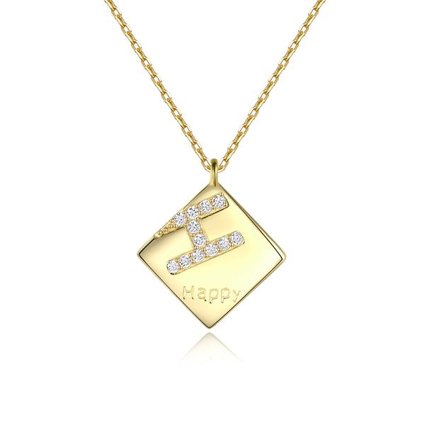 Micro Set Zirkon H Buchstabe 925 Silber Quadrat Anhänger Halskette Schmuck Charm Damen vergoldet 18 Karat Gold Kragen Kette Halskette für Frauen Hochzeit Party Valentinstag Geschenk SPC