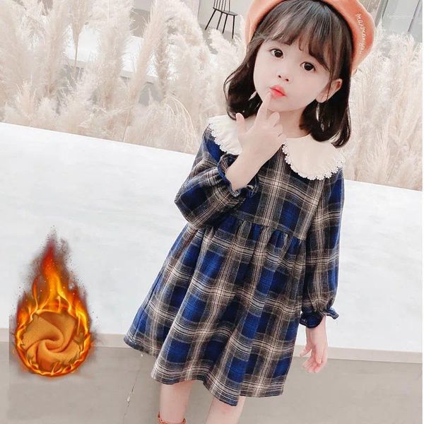 Mädchen Kleider Winter Kleid Kind Kleidung Samt Verdicken Baby Elegante Prinzessin Kostüm Nette Puppe Kragen Schule Kinder A884