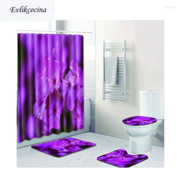 Tappetini da bagno Mazzo di fiori viola Casa De Banho Banyo Tappeto da bagno Set da toilette Pad Tapis Salle Bain Alfombra Bano