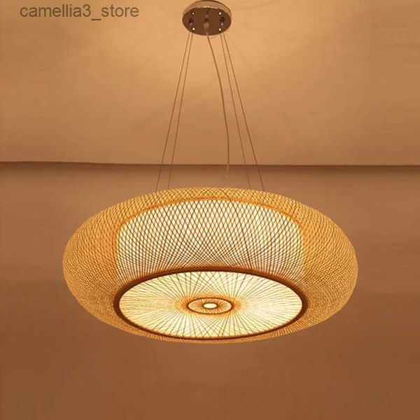 Luzes de teto de bambu luzes pingente para sala estar estilo chinês pendurado luz capa quarto pingente lâmpadas cozinha decoração casa q231120