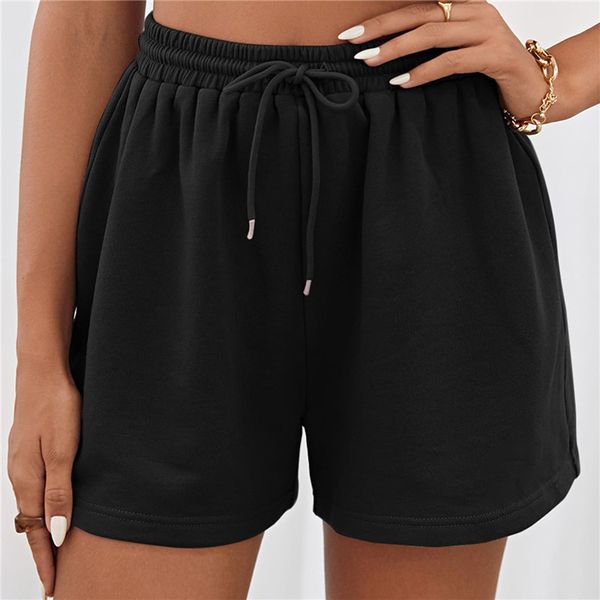 Shorts femininos shorts de linho de algodão shorts esportivos femininos verão sólido de cintura alta shorts pretos mulheres moda plus size casual básico calças curtas 230420