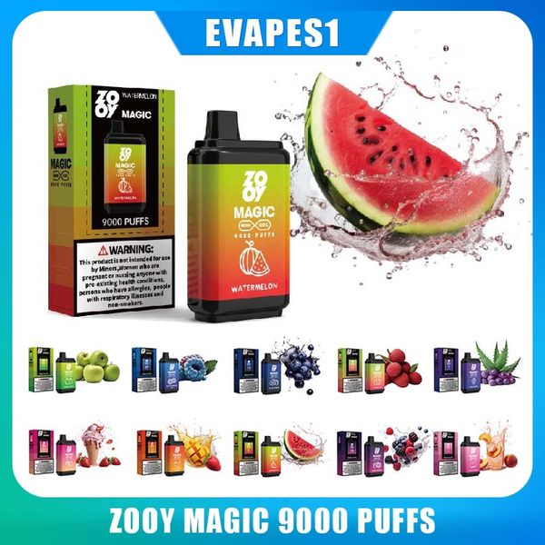 Оригинальный Zooy Magic 9000 Puffs16ml Предварительно заполненные Vapes Faveable 650MAH 9000Puffs Vapes Pen против VAPME 9000 Bang Elfworld