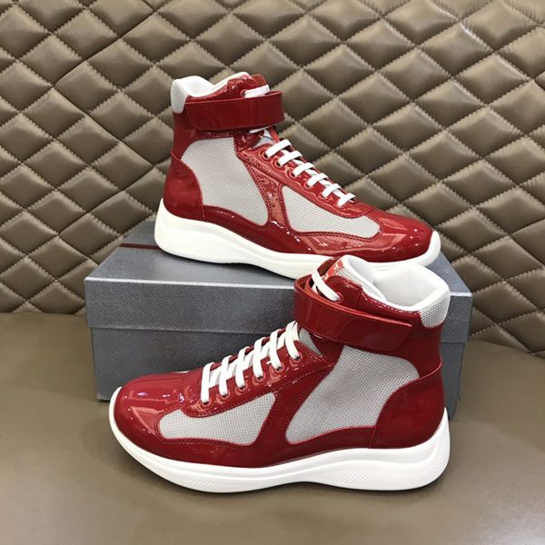 Scarpe casual da uomo famose Cloudbust Sneakers da corsa Italia Classic High Top Fascia elastica Griglia e pelle verniciata rossa Designer Scarpe da tennis traspiranti EU 38-45